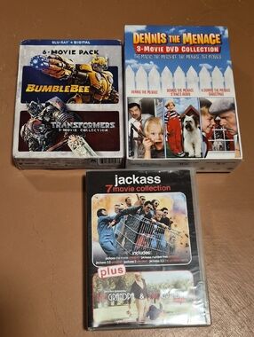Mixed DVD Movie Collections - Bumblebee, Dennis The Menace, Jackass